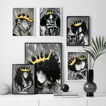 Africa De Înger Regina Neagră Fată Băiat Nordic Postere Si Printuri De Arta De Perete Pictura Panza De Imprimare Imagini De Perete Pentru Camera De Zi Club