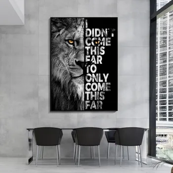 Alb și negru Leu Animal Poster de Arta de Perete Panza Pictura Încă de Viață Citat de Imprimare Acasă Decor Minimalist pentru Living Imagine