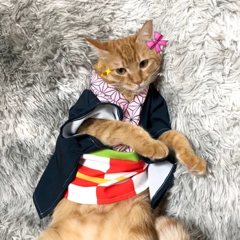 Anime Demon Slayer Costume Cosplay Pentru Pisica Mascotas Ropa Para Gatos Kedi Kıyafeti Kimono Perros Pe Insula Câinilor Rochie De Câine De Companie Haine