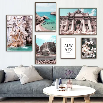 Arta De Perete Panza Pictura Colosseum Coasta Amalfi Floare Trandafir Citat Nordic Postere Si Printuri Poze De Perete Pentru Living Decorul Camerei