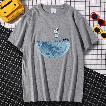 Astronaut Plivitul Luna De Imprimare T Tricoul Om De Vară Harajuku Supradimensionate Topuri Largi Femeie Nou Maneci Scurte Gât O Epocă Tricou