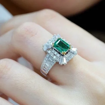 Aur de 14K Emerald Princess 2 carate Inel de Logodna cu Diamant Verde Topaz 925 Bijuterii Inel Bizuteria inel de Piatră prețioasă pentru femei