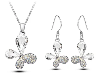 Austriac de Cristal Fluture Pandantiv colier cercei Brand de moda set de Bijuterii cadouri pentru femei accesorii dropshipping romantic