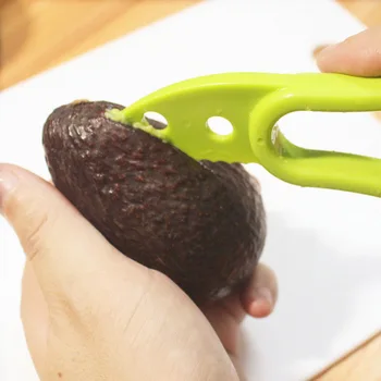 Avocado slicer, sonda, cutter legume și fructe polițist carne de avocado separator multifunctional trei într-un singur cuțit de plastic