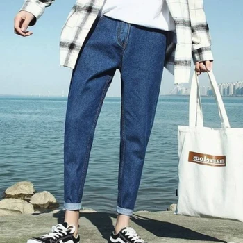 Barbati Jeans Solid Simplu Drept Pantaloni din Denim Elegant Mens coreea Style All-meci Elevii de Agrement Harajuku Vrac Nou la Modă Ins