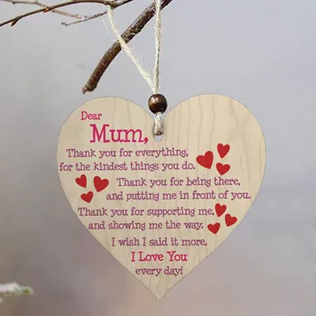 Behogar din Lemn Agățat Semn Stil de Inima Mama Te Iubesc de zi cu Zi Tag Placa Carduri de Decor pentru Ziua mamei de Ziua Mamei Cadouri