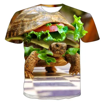 Bere hip hop cartofi prajiti burger cafea rock noua vara fierbinte de vânzare bărbați și femei 3D imprimate t-shirt coada scurta tricou