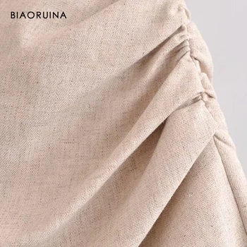 BIAORUINA Femei Lenjerie de pat din Bumbac Talie Mare Nod Side Split Moda Fusta Lungime de Glezna Doamnelor Spate cu Fermoar Elegant Primăvară Fuste