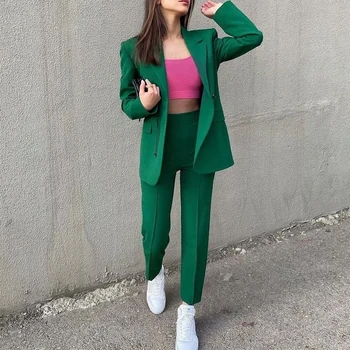 Biazer Za Costum haina birou Femei Costum 2021 primăvară noua moda slim verde femei costume casual chic strada tineretului sacou costum