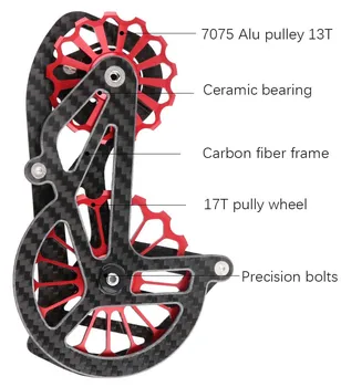 Biciclete rutier Schimbătorul Spate din Fibra de Carbon Ceramic Bearing 17T Scripete Ghid Roata R5800 R6800 R7000 R8000 R9100 R9000 4700 5800 105
