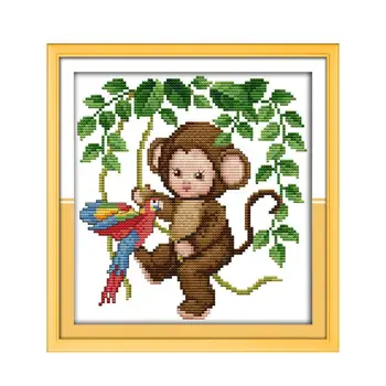 Bucuria duminică Leul Și puiul de Maimuta, cruciulițe Kituri de Broderie Kit 11CT 14CT Conta Tesatura imprimata Manual Set Complet DIY de Cusut