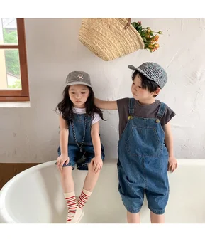 Băieți fete stil coreean liber salopete denim de vară 2021 copii de toate-meci salopete pantaloni Fratele și sora haine