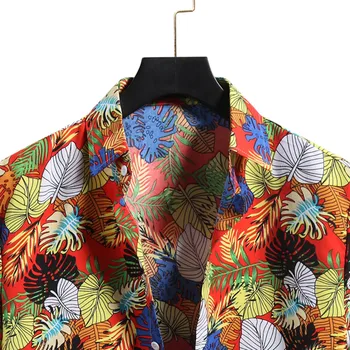 Bărbați de Flori Hawaiian Cămașă de Vară de Moda Vintage Print Maneca Scurta Beach Tricou Casual, de zi cu Zi Camasi Pentru Barbati Camisa Masculina