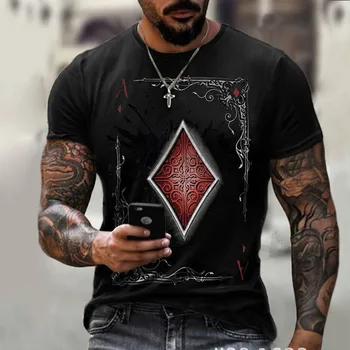 Bărbați Mânecă Scurtă T-shirt de Vară 2021 3D de Imprimare Carti de Joc de Moda de Îmbrăcăminte Gât Rotund Respirabil Street Style Shirt