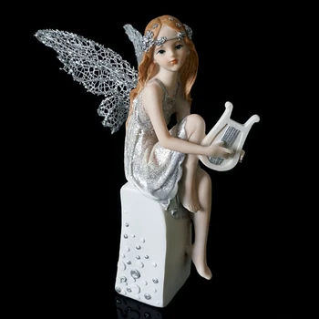 Canta la Vioara Muzica Fată Înger Statui Rășină Statuie de Arta Sculptura Meserii Figura Acasă Decorare Birou Ornamente Cadouri