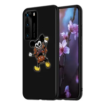 Capac de silicon Întuneric Mickey Mouse Pentru Huawei P50 P40 P30 P20 Pro P10 P9 P8 Lite E Plus 2017 2016 5G Negru Caz de Telefon