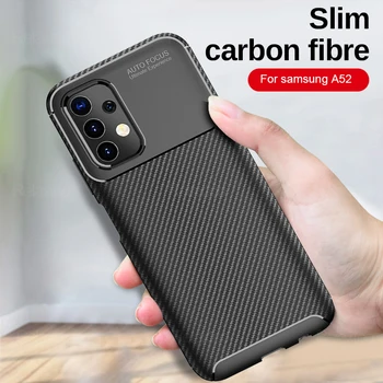 Carbon Fundas Acoperire Pentru Samsung Galaxy A52 Caz Moale Barele de protecție Huse Pentru Samsung Galaxy 52 4G Sau 5G Silicon rezistent la Șocuri Coque