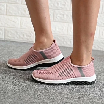 Casual Slip Pe Vulcanizat Pantofi Femei Pantofi Plat Tricot Femeie ochiurilor de Plasă Respirabil Moale pentru Femei Încălțăminte Pentru Femei Adidas de sex Feminin