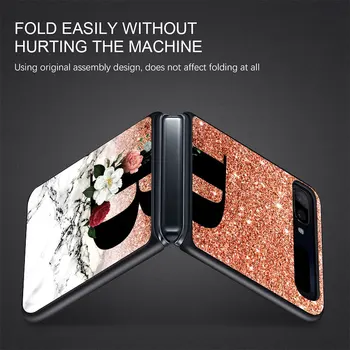 Caz de telefon pentru Samsung Galaxy Z Flip 5G Negru Ori Coajă de Greu Shockprooft Segmentate Proteja Coque Marmură Scrisoare