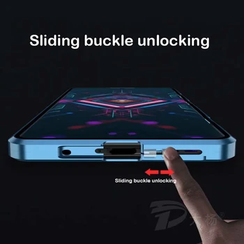 Caz Magnetic Pentru Xiaomi Redmi K40 Jocuri Spori Ediție Capacul Metalic Din Aluminiu Bara De Protectie Din Sticla Temperata De Lentilă Aparat De Fotografiat Protector Caz