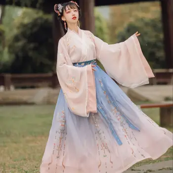 Chineză Tradițională Broderie Hanfu Femei Cosplay Halat De Dans Set Costum De Zână Fete De Îmbrăcăminte Simplu Dinastiei Han Rochie