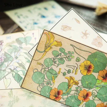 Chzimade 8Pcs/mulțime de Flori Pergament Nu Adezivă de Hârtie Autocolante Decorative Pentru Scrapbooking DIY Carte Face Fericit Planificator de Meserii