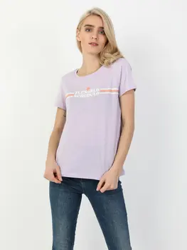 Colins Femeie Regulat se Potrivesc Violet Scurt SleeveTshirtWomen e Tricou Femeie de Moda Tricouri,CL1047763