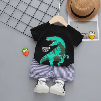 Copil Nou-născut Haine Baieti Haine de Vară de Moda Stabilit Bumbac Dinozaur Stil tricou+pantaloni scurți 2 buc Partidul Copii Îmbrăcăminte