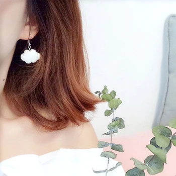 Coreea Moda Simplu De Vara Dulce Nor Picătură Cercei Design Drăguț Cer Nor Acrilice Legăna Cercei Bijuterii Cadouri Pentru Femei