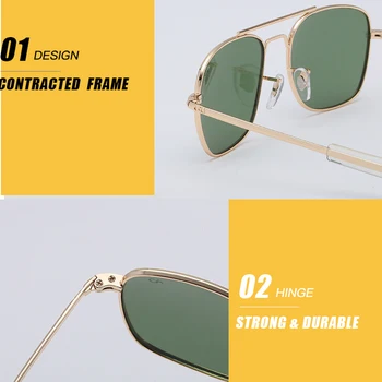 Cu Cazul Aviației AO ochelari de Soare pentru Barbati Brand de Lux Designer de Ochelari de Soare pentru bărbați Armatei Americane Militare Lentilă de Sticlă Optică