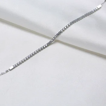 Cubic Zirconia Cravată Colier Subțire Stainles Steel Link-ul Lanț Colier pentru Femei Reglabil
