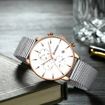 Curren Casual Moda Cuarț Ceas pentru bărbați Calendar Complet Rezistent la apa Brand de Lux relogio masculino 2021