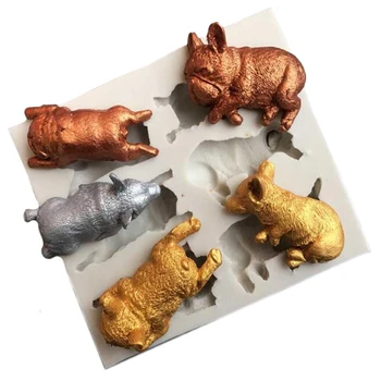 Câini drăguț în Formă 3D Fondant Tort Mucegai Silicon Pentru Lut Polimeric Matrite de Patiserie de Ciocolata Bomboane de a Face Instrumente de Decor