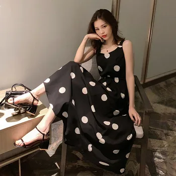 Căpăstru Sexy Sling Rochie Pentru Femei 2021 Noi de Vara coreeană de Moda de sex Feminin Punct de Mari Dimensiuni Curea Casual Șifon Dress 4XL aq357