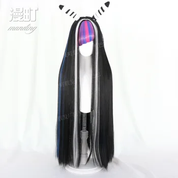 Danganronpa-Peluca de cabello largo y liso de 100cm para Cosplay, postizo de Cosplay de Mioda Ibuki de colores para Halloween