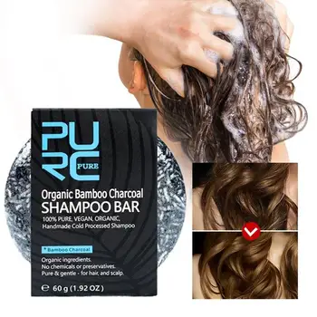 De a folosi achizito Organic de Bambus Cărbune Bar Sampon Curata de Detoxifiere Culoarea Părului Săpun Negru Tratamentul Părului Săpun Șampon Vopsea de Păr Strălucitor Trata Y4V6