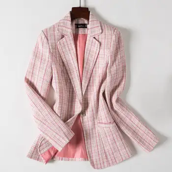 De dimensiuni mari, la modă costum de mic, pentru femei, toamna și iarna stil scurt figura măgulitor nou stil coreean casual roz verifica