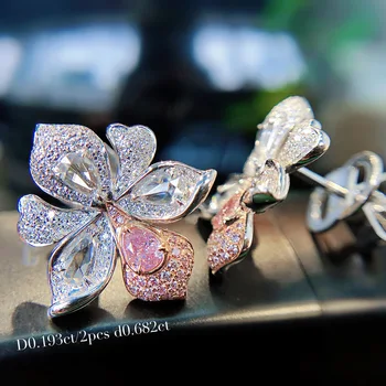 De Lux Romantic Trifoi Orhidee Cercei Stud Pentru Femei Roz De Cristal Accesorii Placate Cu Argint Moda Nunta Angajat Bijuterii