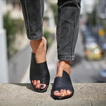 De Mari Dimensiuni Pantofi Plat Sandale Feminine 2020 Noi De Vara Din Piele Retro Roman Sandale Femei Casual Open Toe Slip Pe Plaja Încălțăminte