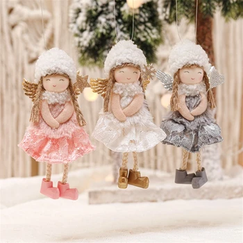 Decoratiuni De Craciun Lucrate Manual De Pluș Înger Fată Păpușă Pandantiv Pom De Crăciun Agățat Ornamente De Anul Nou 2022 Cadou De Crăciun De Jucărie