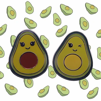 Desene animate drăguț de Fructe O Pereche de Avocado Email Pin Vegan Brosa Fite Ace Legume Insigna