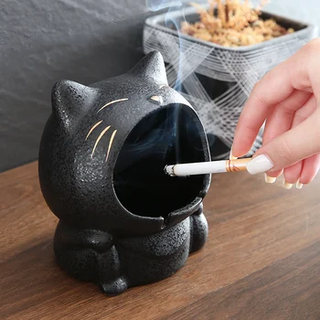 Desene animate drăguț pisica scrumiera ceramica de uz casnic living personalitate de moda anti fly ash scrumieră mare