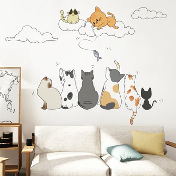 Desene animate Pisicile Autocolant de Perete de Vinil DIY Animale de Nori Murală Decalcomanii pentru Copii, Camera de zi Dormitor Copii Pepinieră Decor Acasă