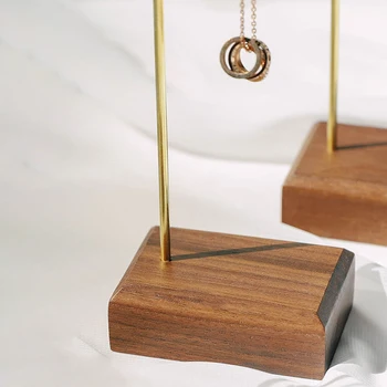 Din lemn și metal colier titularii brățară bijuterii lanț titularii cercel organizator bijuterii caz de afișare Agățat
