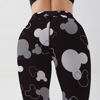 Disney pantaloni pentru femei kawaii anime desene animate Mickey Mouse capul de imprimare jambiere sport femei fitness hip yoga sexy fata pantaloni