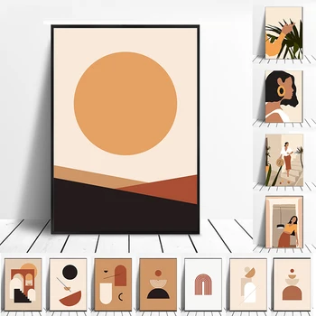 Doamna Frunze de palmier Geometrice de Perete de Arta Minimalist Abstract Print Panza Pictura Nordică Poster Poze de Perete Pentru Living Decorul Camerei