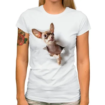 Drăguț cane corso câinele ieși viu 3d tricou femei 2018 nou alb casual respirabil tricou femme Chihuahua funny t-shirt