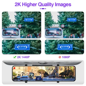 E-ACE A46 Oglinda de la Masina Dvr 12 Inch Oglinda retrovizoare 2K Dash Camera dubla lentila Video Recorder Viziune de Noapte Grefier Dvr-uri GPS