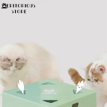 Electric Cat Jucărie Sqaure Magic Box Inteligent Teasing Pisica Stick Nebun Joc Interactiv Pisici Pene Jucării Pisica Să Prindă Mouse-Ul