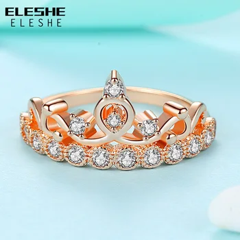 ELESHE Vânzare Clearance-ul de Moda Stras Coroana de Cristal Inele pentru Femei de Argint de Mireasa de Culoare Inel de Logodna, Petrecerea de nunta Bijuterii